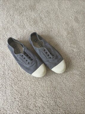 Slip-On Natural World Canvas Sneakers in Gray with White Rubber Toe Caps